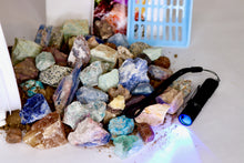 Load image into Gallery viewer, Funky Fluorescents Gallon Gem Mining Bucket - UV Reactive Stones - Bucket, Kit, and/or Light
