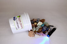 Load image into Gallery viewer, Funky Fluorescents Quart Gem Mining Bucket - UV Reactive Stones - Bucket, Kit and/or Light